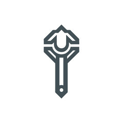 Stylized illustration of a wrench symbolizing tools and repair, set against a clean background