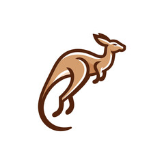Stylized kangaroo leaping gracefully against a clean background, symbolizing agility and wildlife