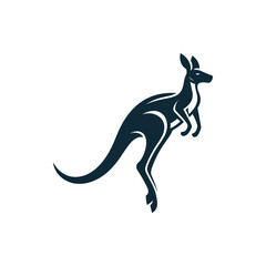 Stylized kangaroo leaping gracefully, symbolizing agility and nature in a minimalist design