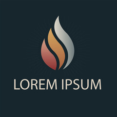 Modern Flame Logo with Gradient Fire and Metal Tones Energy Heating and Industrial Branding Icon