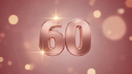 Rose gold shimmer birthday graphic background with number 60 - Powered by Adobe