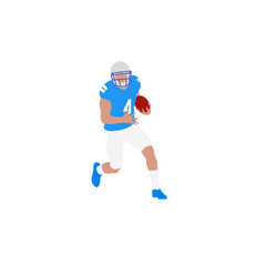 Obraz premium A bold vector illustration of a linebacker athlete in full gear, captured in an explosive action pose representing power and intensity