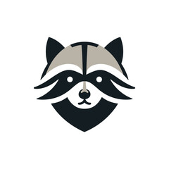 Stylized raccoon head illustration featuring distinctive markings and playful expression