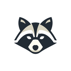 Stylized raccoon head logo design featuring bold lines and neutral colors, suitable for branding