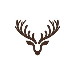 Stylized silhouette of a deer head with intricate antlers against a plain background