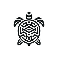 Stylized turtle illustration featuring intricate geometric patterns on a clean white background