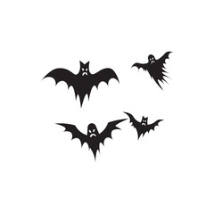 Haunted bat swarm icon. cluster of bats in mid-flight, creating a chilling nocturnal scene.
