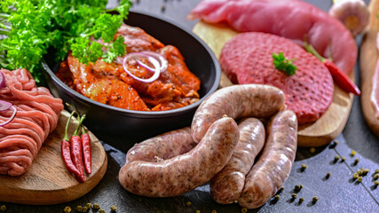 Composition with a variety of meat products