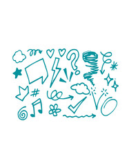 Hand drawn abstract scribble doodle set, vector illustration