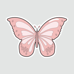Elegant Pink Butterfly Vector Sticker. A pastel pink butterfly illustration symbolizing love and transformation, perfect for wedding and romantic themed designs