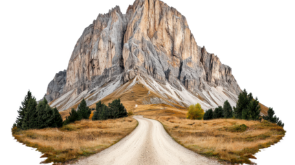 Gravel Path to Majestic Mountain Peak Autumnal Landscape
