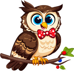 illustration of a cute owl on a branch