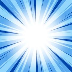 Obraz premium Cobalt Blue Glowing Sunburst Background. Abstract Blue Glow Effect Sunburst Background for Presentation, Banner, Poster, Flyer, Sales. Modern Pop Art Poster for Summer and Spring Theme.