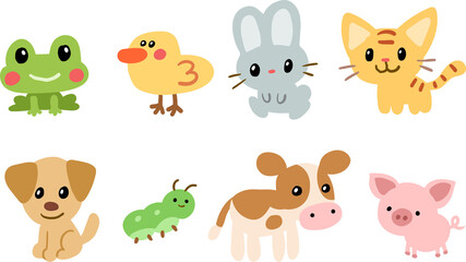 set of funny baby animals