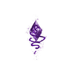 Obraz premium Mystical Purple Crystal with Swirling Energy and Letter S - Abstract Design Element