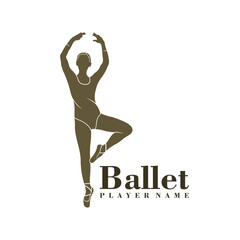 Ballet Dancer logo design vector. Silhouette Ballet Player Template Illustration