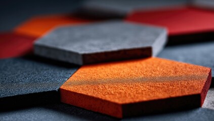 Fototapeta premium Close-up of colorful hexagonal tiles
