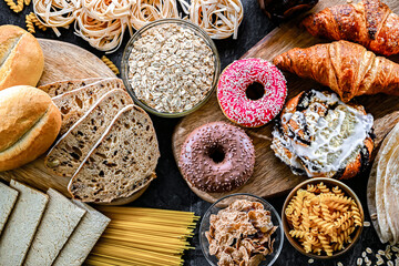 Composition with variety of food products containing gluten