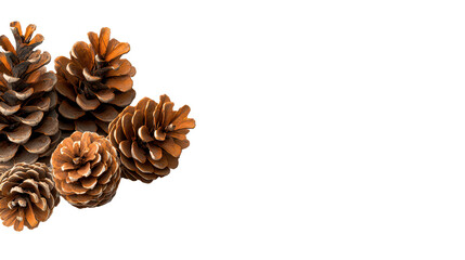 Group of Glittering Pine Cones on Striped Gray Background in Studio Shot