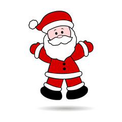 Christmas illustrations isolated on white. Funny vector happy Santa Claus character with gift, bag with presents, waving and greeting. Set of cartoon.