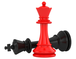 Victorious Red Chess King Standing Over Fallen Black King – PNG on Transparent Background