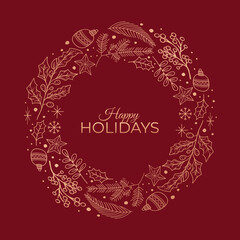 Happy Holidays greeting card, badge, invitation, Christmas congratulation card, happy holidays, vector illustration, decorative elements, Christmas typography poster, Christmas lettering banner