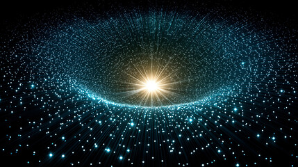 Fototapeta premium Celestial Vortex: A mesmerizing depiction of a celestial vortex, with radiant luminosity drawing viewers into a cosmic journey through space and wonder.