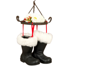  Santa Boots Hanging from a Fireplace Hook PNG