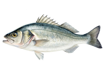 Fresh sea bass fish isolated on a clean white background