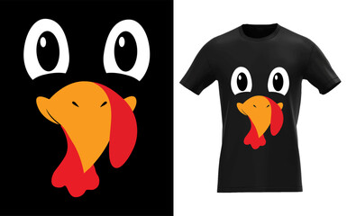 A whimsical and funny turkey face design perfect for halloween and thanksgiving celebrations rendered in a striking silhouette style