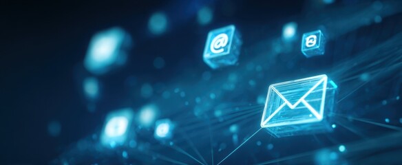 The Digital Email Icons Representing Modern Communication in a Futuristic Network
