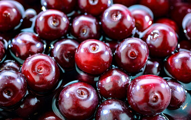 Composition with fresh ripe sour cherries