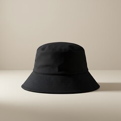 A classic black bucket hat, a versatile accessory for sun protection and casual style, presented against a neutral background.