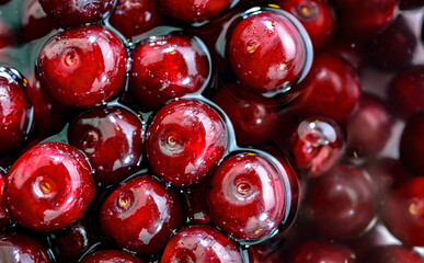 Composition with fresh ripe sour cherries