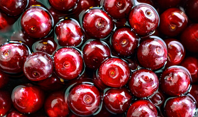 Composition with fresh ripe sour cherries