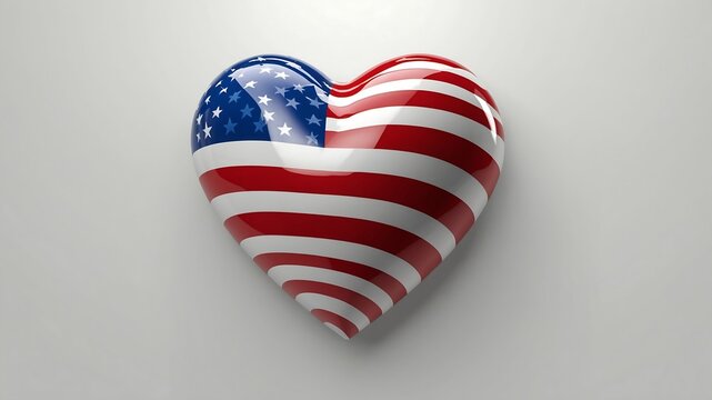 A heart shaped object painted with the flag is displayed against a white background surface.