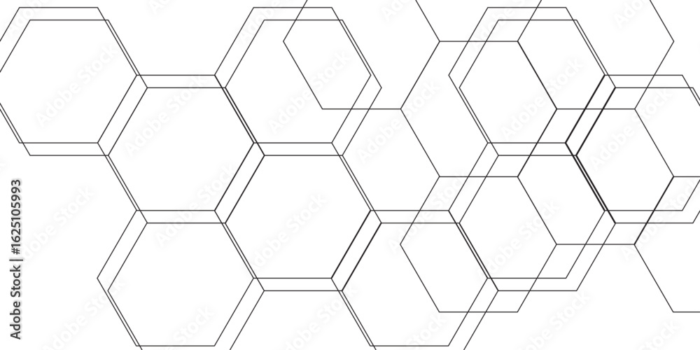 Wall mural abstract clean, minimalistic geometric background pattern of thin, gray, interconnected hexagons on 
