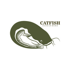 Catfish logo design vector. Silhouette Catfish Template Illustration.