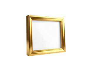 Elegant square golden picture frame with a classic molded profile and blank white space.