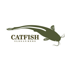 Catfish logo design vector. Silhouette Catfish Template Illustration.