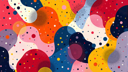 Colorful Abstract Art with Bold Dots and Swirls