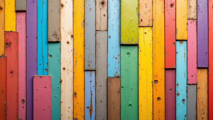 Colorful Wooden Planks Wall Art
