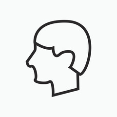 Stylized outline of a human head profile with an open mouth