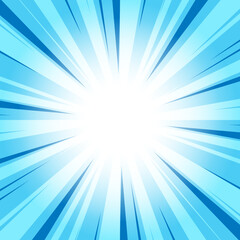 Obraz premium French Blue Glowing Sunburst Background. Abstract Blue Glow Effect Sunburst Background for Presentation, Banner, Poster, Flyer, Sales. Modern Pop Art Poster for Summer and Spring Theme.