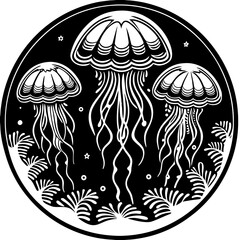 Glowing Jellyfish Under Deep-Sea Lighting