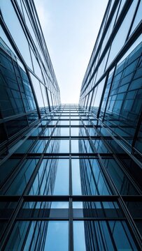 Symmetrical Ascent: Converging Lines of a Modern Glass Skyscraper