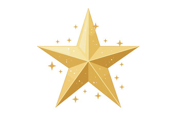 Golden Five-Pointed Star with Sparkling Dust.