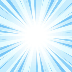 Light Azure Blue Glowing Sunburst Background. Abstract Blue Glow Effect Sunburst Background for Presentation, Banner, Poster, Flyer, Sales. Modern Pop Art Poster for Summer and Spring Theme.