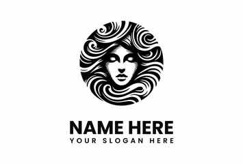 Elegant Black and White Feminine Logo Design 1.