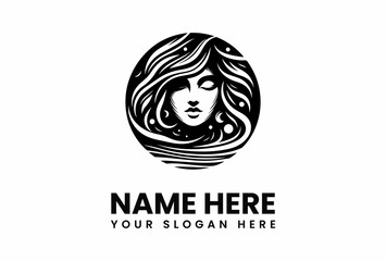 Elegant Black and White Feminine Logo Design.